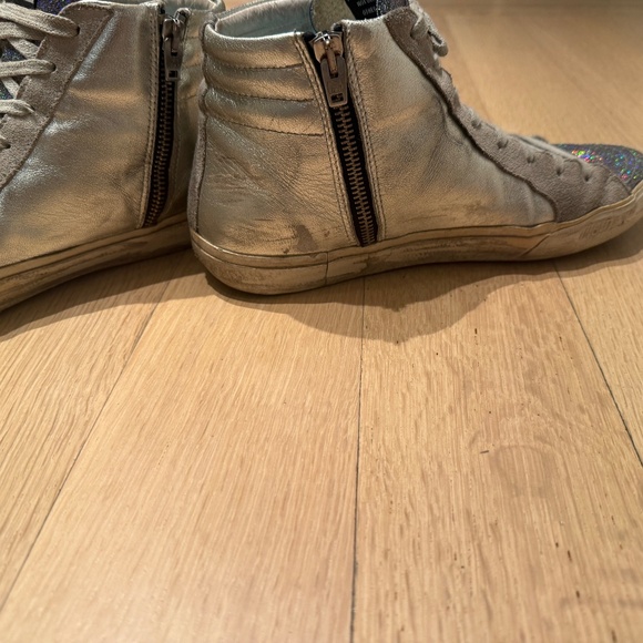 Golden Goose women's high top 'slide' style silver with purple/maroon size 39 - Picture 9 of 10